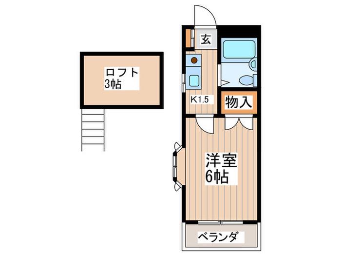 セドルハイム三鷹A棟(1K/1階)の間取り写真