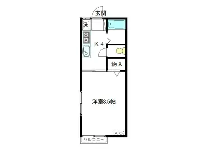 リベルテ国立(1K/1階)の間取り写真