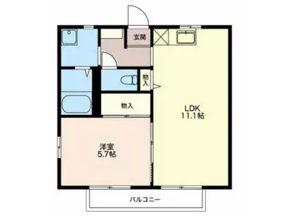 アイムアサヒ A(1LDK/2階)の間取り写真