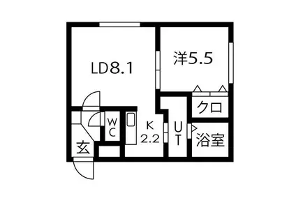 イーシティ山鼻(1LDK/2階)の間取り写真