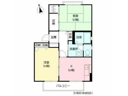 フォーレス・いすず B棟(2K/2階)の間取り写真