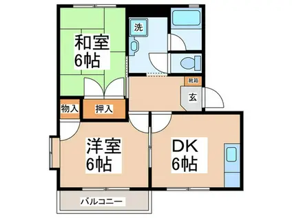 本町ハイムB棟(2DK/2階)の間取り写真