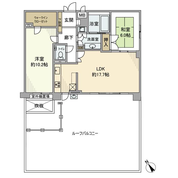 デ・リードヴィンテージ芦屋川山手(2LDK/2階)の間取り写真