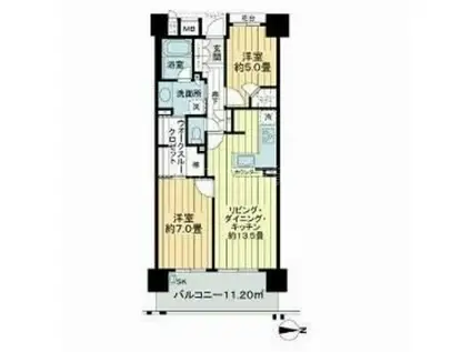 川崎サイトシティ4番館(2LDK/6階)の間取り写真