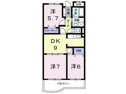 リバーシャトー(3DK/2階)の間取り写真