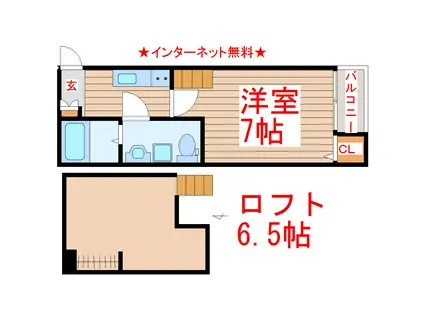 FREUDESLEBEN小田原(1K/1階)の間取り写真