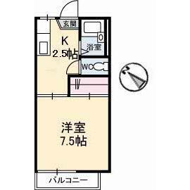 田園ハイツ(1K/1階)の間取り写真