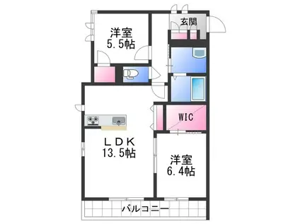 ベレオBRILLIANT(2LDK/2階)の間取り写真