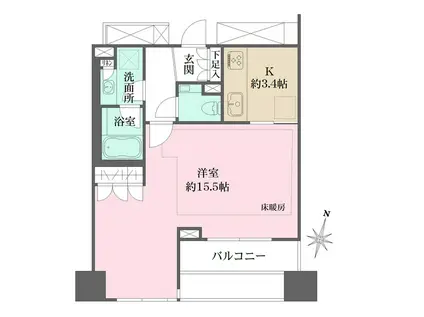 パークハウス平河町(ワンルーム/6階)の間取り写真