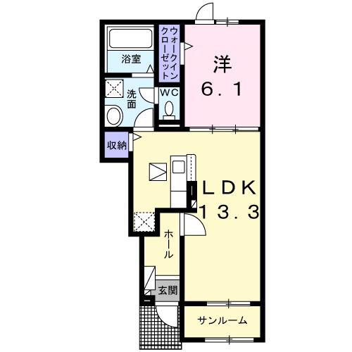 アヴニール(1LDK/1階)の間取り写真