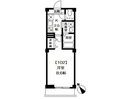 ニューサンハイム(1K/1階)の間取り写真