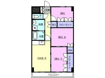 フレアグレイス(3DK/5階)の間取り写真