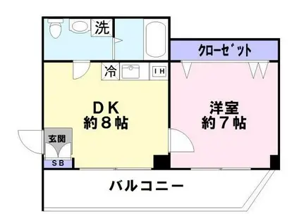 フレイランス山本通(1DK/4階)の間取り写真