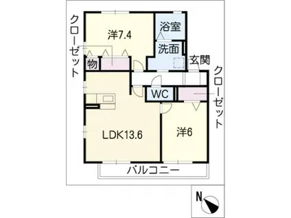 ウエストール近田(2LDK/1階)の間取り写真