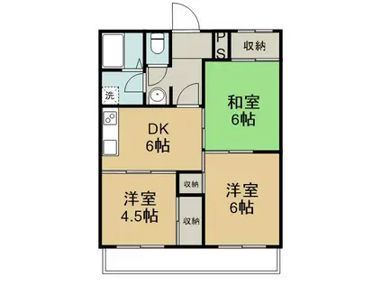 第2丸米ハイツ(3DK/2階)の間取り写真