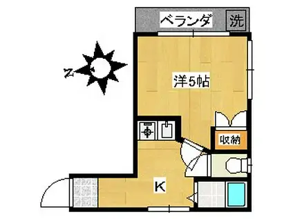 ウィンズベル(1K/1階)の間取り写真