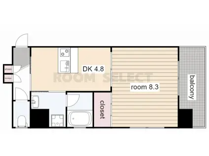 グランエターナ名古屋鶴舞(1DK/2階)の間取り写真