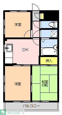 サンライフ河辺(3DK/4階)の間取り写真