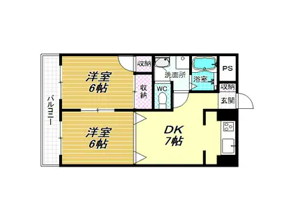 レガットハイツ(2DK/1階)の間取り写真