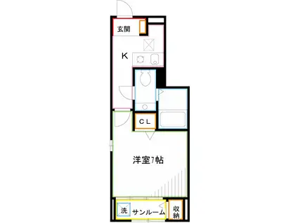 カーサ フィオーレ(1K/1階)の間取り写真