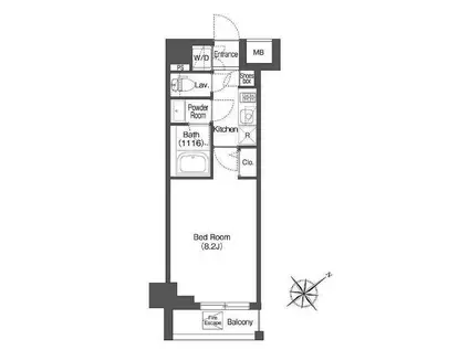 AIFLAT中目黒(1K/2階)の間取り写真
