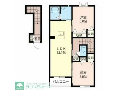 ビューグランドA棟(2LDK/2階)の間取り写真