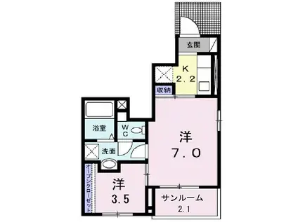 ルミエール コート(2K/1階)の間取り写真