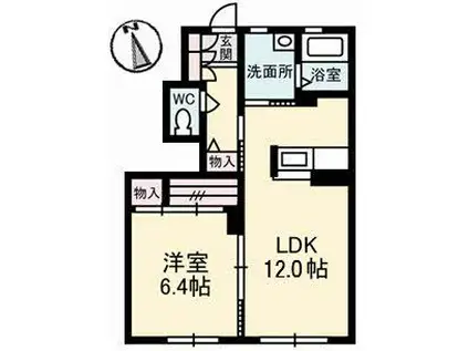シャーメゾン ティアラ A棟(1LDK/1階)の間取り写真