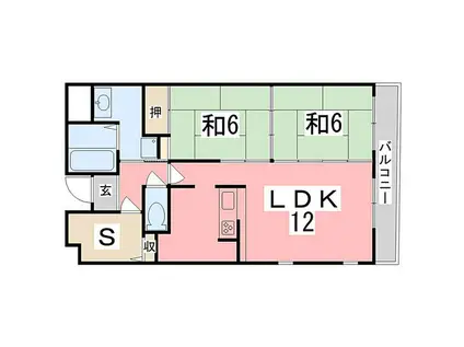 シティガーデン広畑(2LDK/3階)の間取り写真