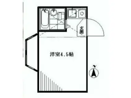 ファサードクロス(ワンルーム/2階)の間取り写真