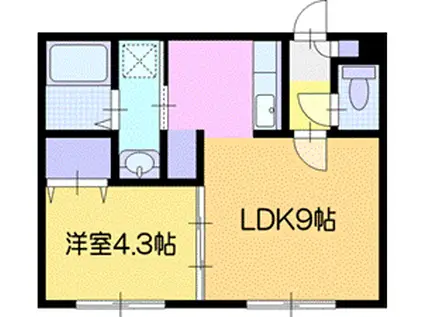 フェリオII(1LDK/1階)の間取り写真