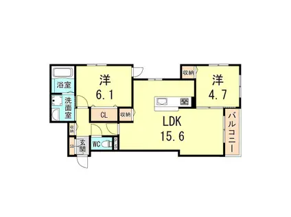 サグレス甲子園口(2LDK/3階)の間取り写真