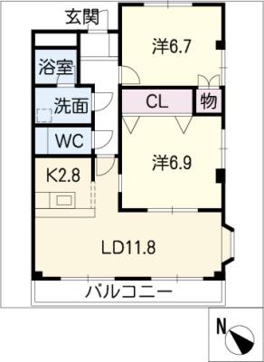 プティエシャトー(2LDK/2階)の間取り写真