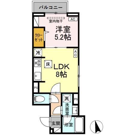 セレスティア前野町(1LDK/1階)の間取り写真