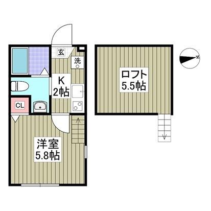 サニーガーデン中田(1K/2階)の間取り写真