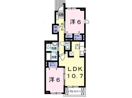 エクセレント ローズA(2LDK/1階)の間取り写真