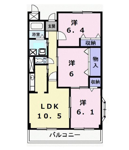 サニーパレス(3LDK/2階)の間取り写真