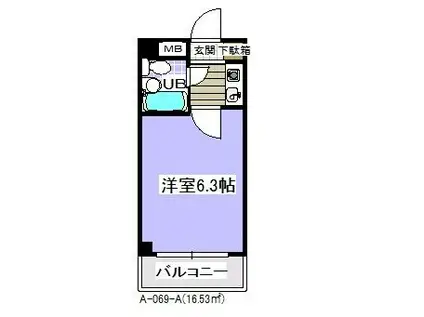 ローズマンションA69番館(1K/2階)の間取り写真