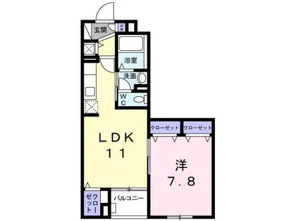 ルミソラーレ(1LDK/4階)の間取り写真