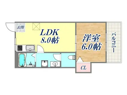 SUZURAN DANCHI Ⅱ(1LDK/5階)の間取り写真