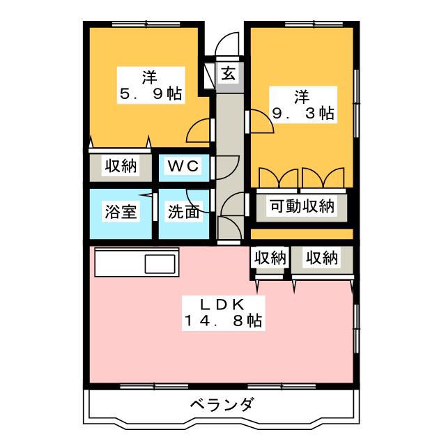 フォレスタヴィアーレ(2SLDK/2階)の間取り写真