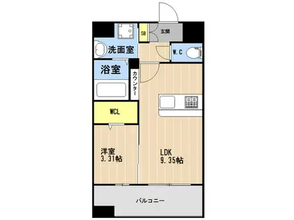 LIBTH松山III(1LDK/2階)の間取り写真