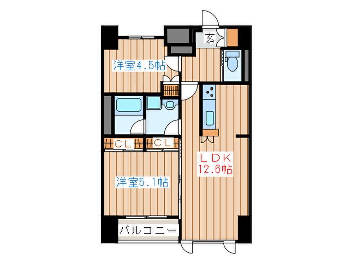 ラピスラズリ上杉(2LDK/12階)の間取り写真
