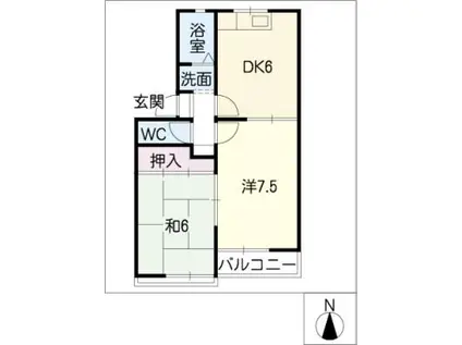 プチグリーンひがしA(2DK/2階)の間取り写真