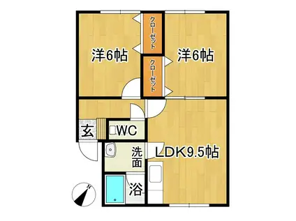 ガーデン広野III(2LDK/1階)の間取り写真