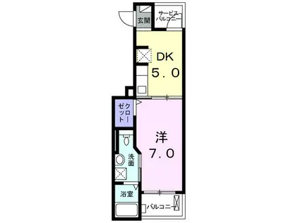 ＪＲ東北本線 岩切駅 徒歩19分 3階建 築10年(1DK/1階)の間取り写真