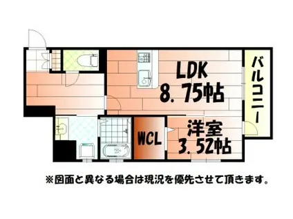 プレジデンスザ小倉(1LDK/9階)の間取り写真