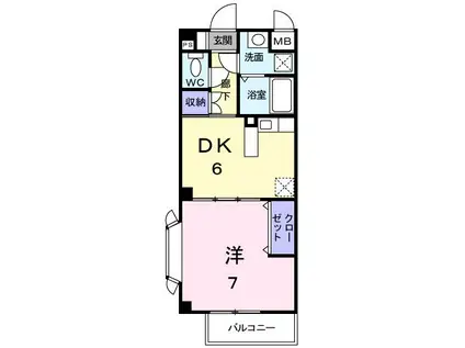 カーサセレーノ(1DK/1階)の間取り写真