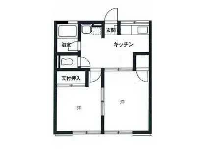 シティハイム サンハイム(2K/1階)の間取り写真