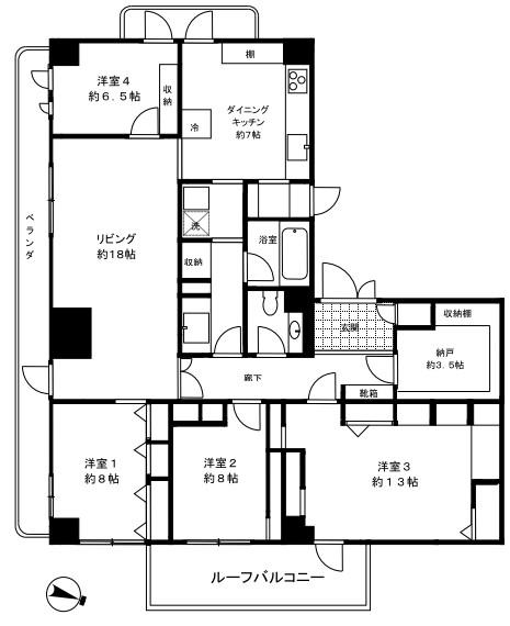 ヒルトップ道灌山(4SLDK/3階)の間取り写真